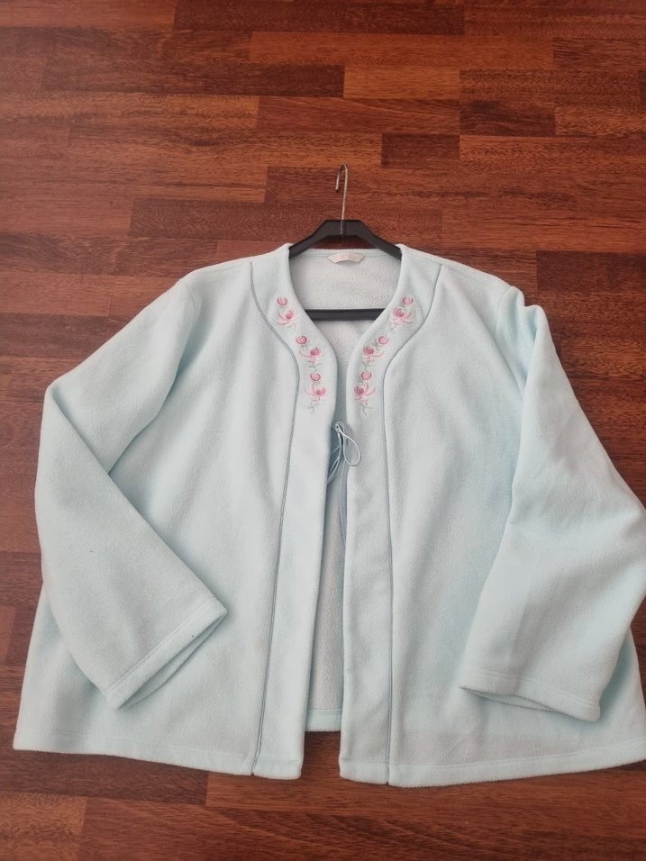 Nakışlı Turkuaz Kadın Polar Sabahlık Ceket - Görsel 2