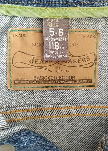 5 Yaş Beden mavi Renk Kız Çocuk Mavi Düğmeli Denim Ceket