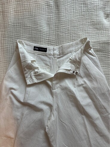 Zara Beyaz Keten Pantolon
