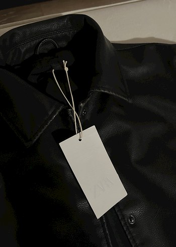 Düğmeli Siyah Deri Kadın Ceket - Görsel 2