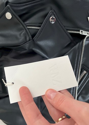 Kadın Siyah Deri Biker Ceket - Görsel 3