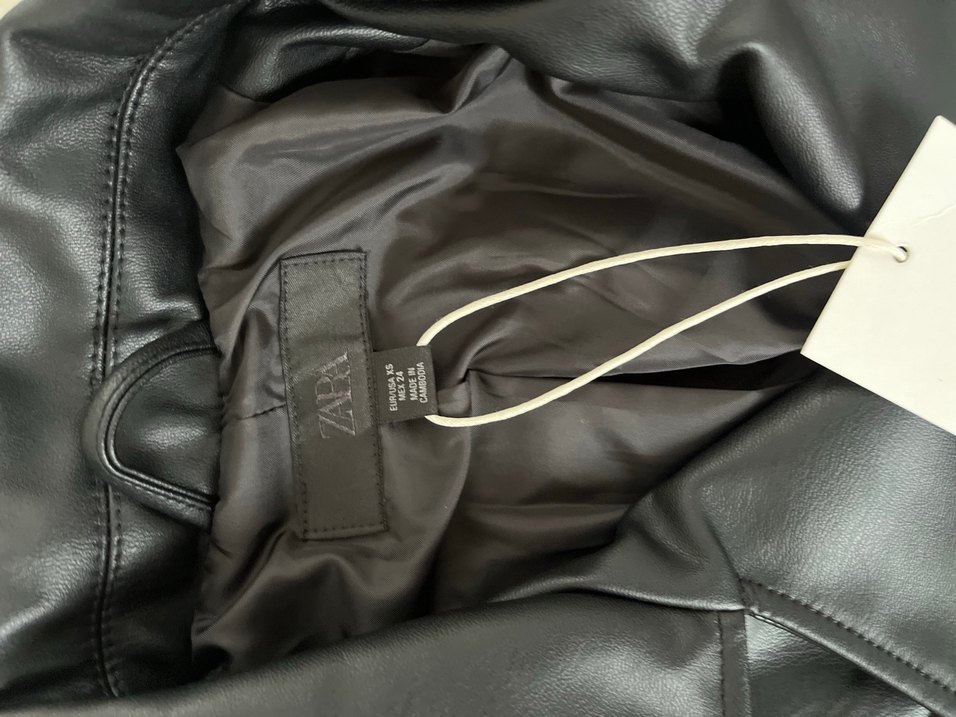 Kadın Siyah Deri Biker Ceket - Görsel 4