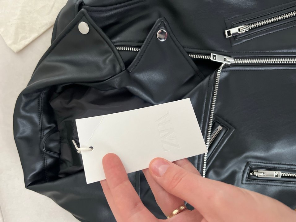 Kadın Siyah Deri Biker Ceket - Görsel 3