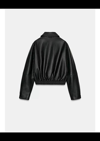 Düğmeli Siyah Deri Kadın Ceket - Görsel 2