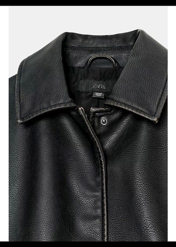 Düğmeli Siyah Deri Kadın Ceket - Görsel 3
