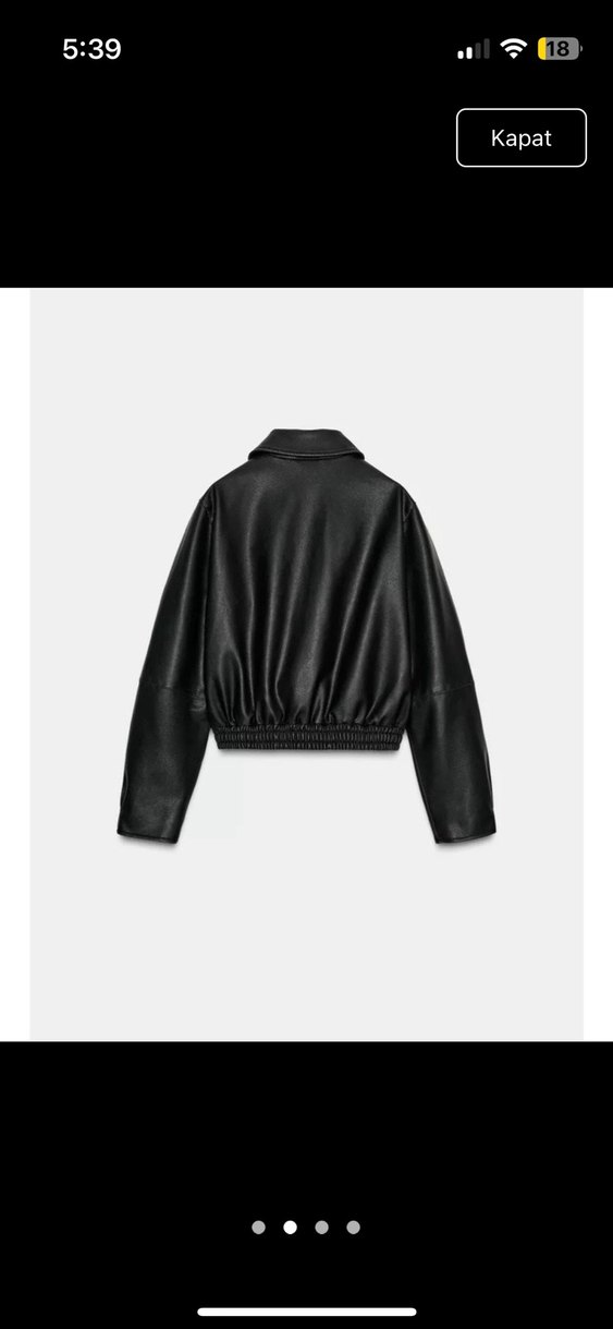 Düğmeli Siyah Deri Kadın Ceket - Görsel 2