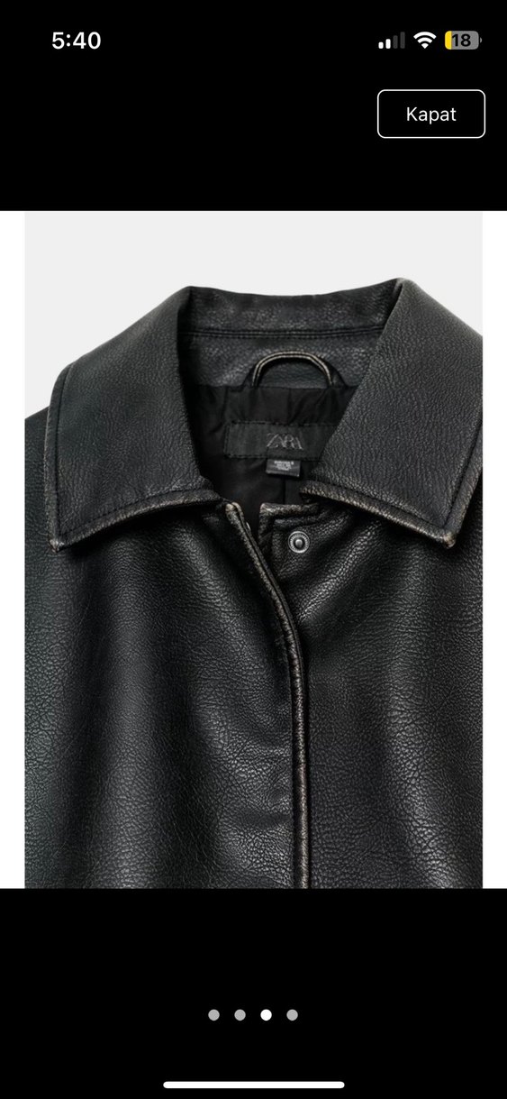 Düğmeli Siyah Deri Kadın Ceket - Görsel 3