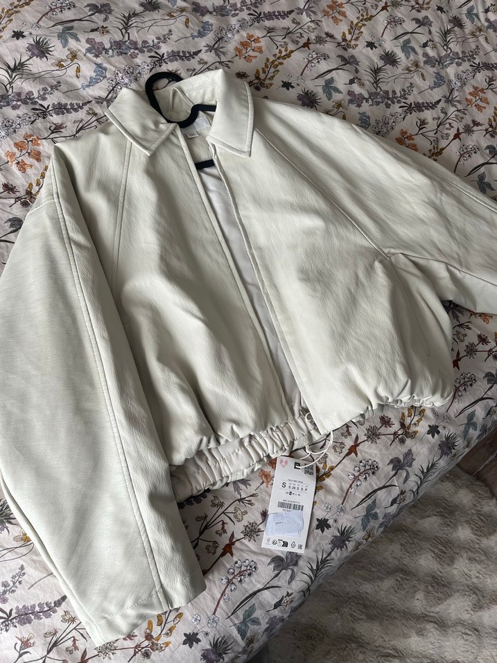 Beyaz Midi Deri Kadın Ceket - Görsel 2