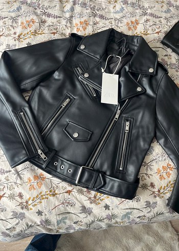 Kadın Siyah Deri Biker Ceket - Görsel 2