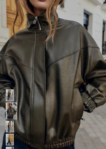 Kahverengi Deri Kemerli Yüksek Yakalı Ceket - Görsel 2