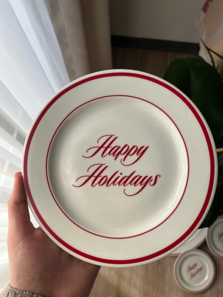 Beyaz 'Happy Holidays' Yazılı Tabak - Görsel 2