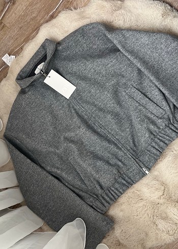 Gri Kadın Sweatshirt, Peluş Detaylı, Uzun Kollu - Görsel 2