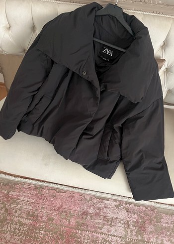 Düğmeli Siyah Kadın Kısa Mont - Görsel 3