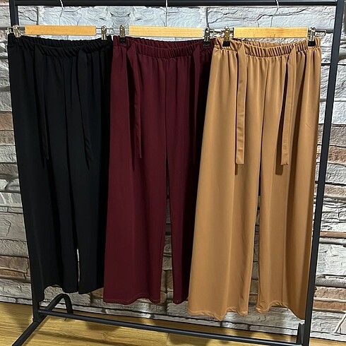 Kuşaklı bol paça pantolon