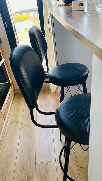 Beden siyah Renk Bar tipi sandalye 75 cm yemek masası sandalyesi 2 adet