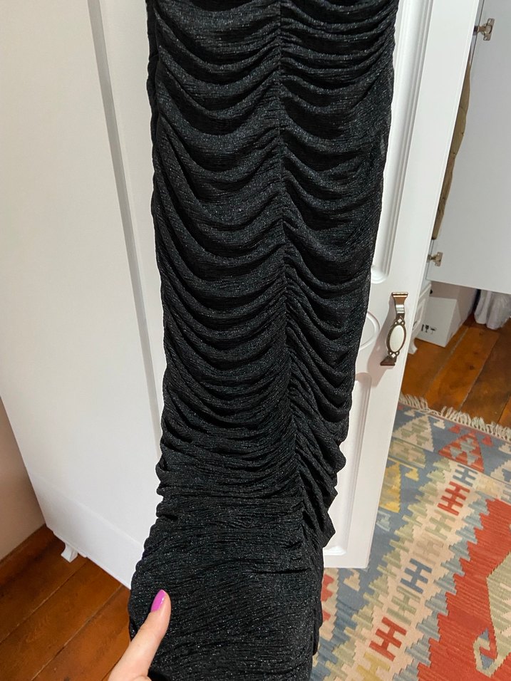 Siyah Pilili Gotik Kadın Elbise - Görsel 5