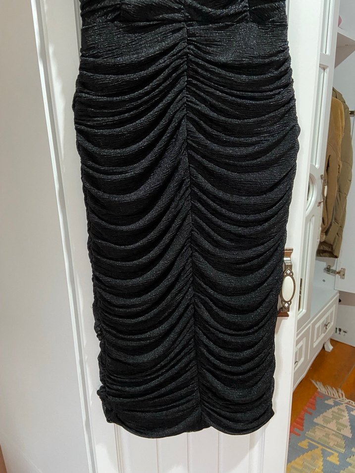 Siyah Pilili Gotik Kadın Elbise - Görsel 3