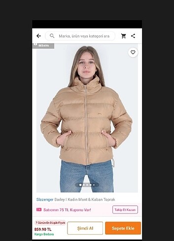 Slazenger Kadın şişme mont