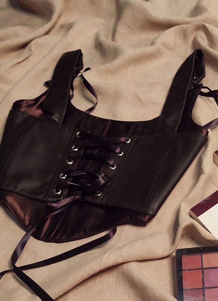 Bordo deri  Büstiyer - Görsel 3