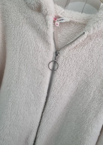 Beyaz Peluş Mini Kadın Ceket