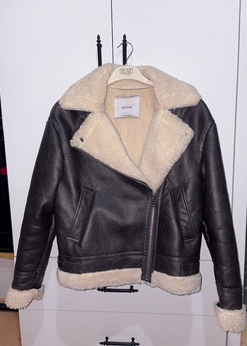 Kahverengi Kürklü Biker Deri Ceket - Görsel 2
