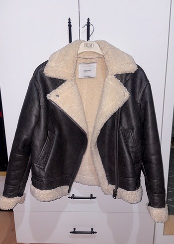 Kahverengi Kürklü Biker Deri Ceket - Görsel 5