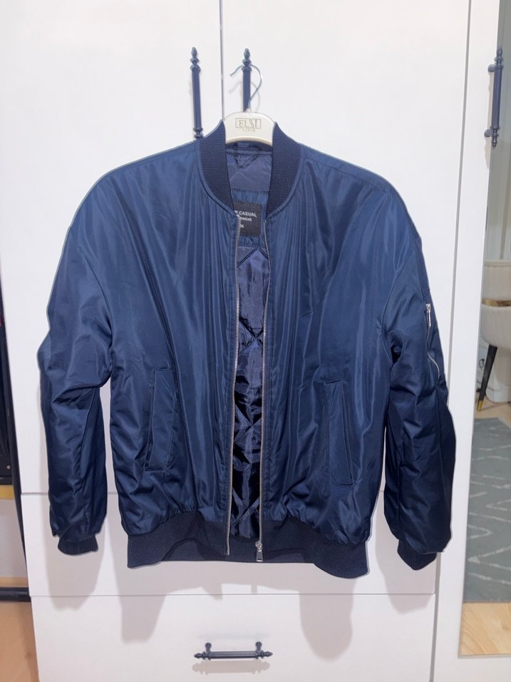 Kadın Lacivert Fermuarlı Street Wear Ceket - Görsel 2