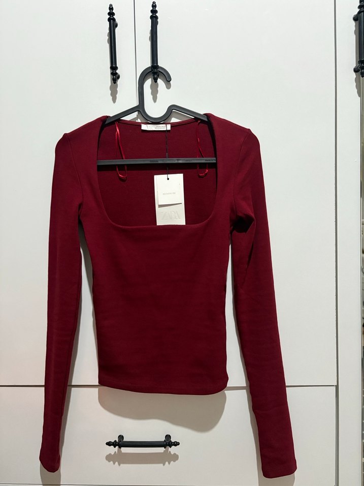 Bordo Uzun Kollu Kadın Bluz - Görsel 2