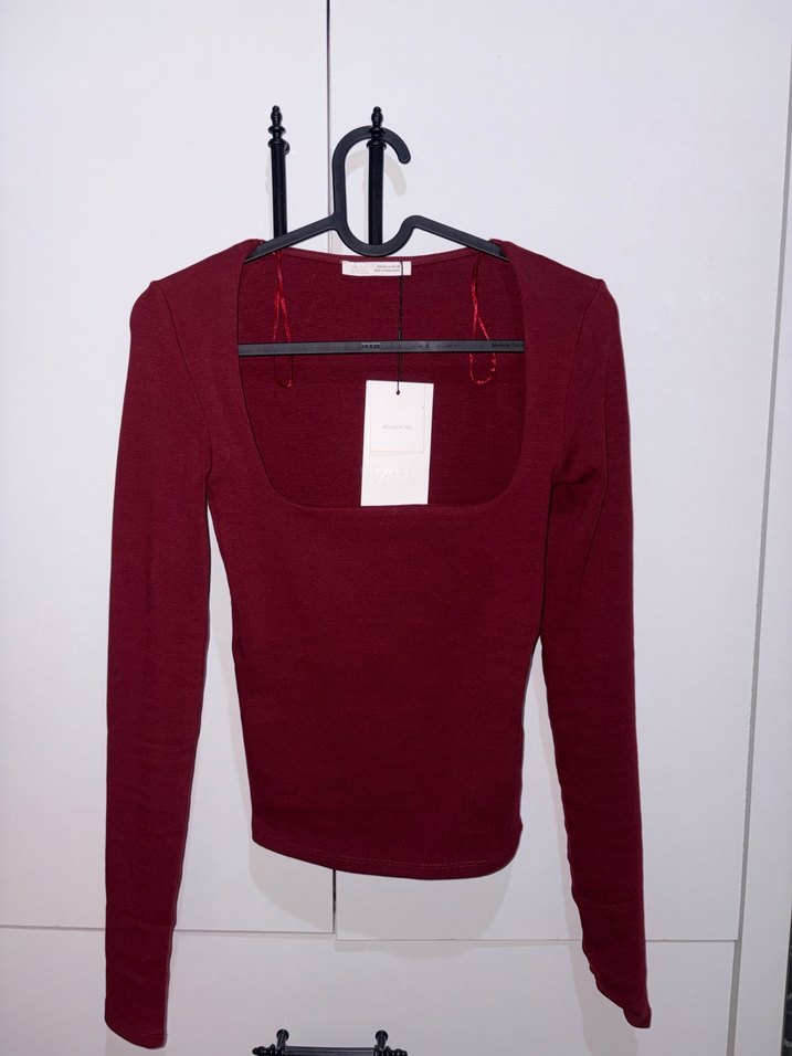 Bordo Uzun Kollu Kadın Bluz - Görsel 3