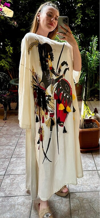Ham Keten Sırt Detay Kimono
