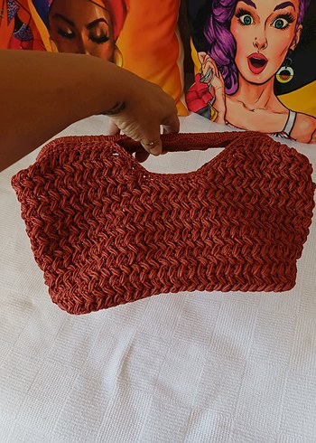  Beden Örgü Kiremit Bohem Kadın Çanta