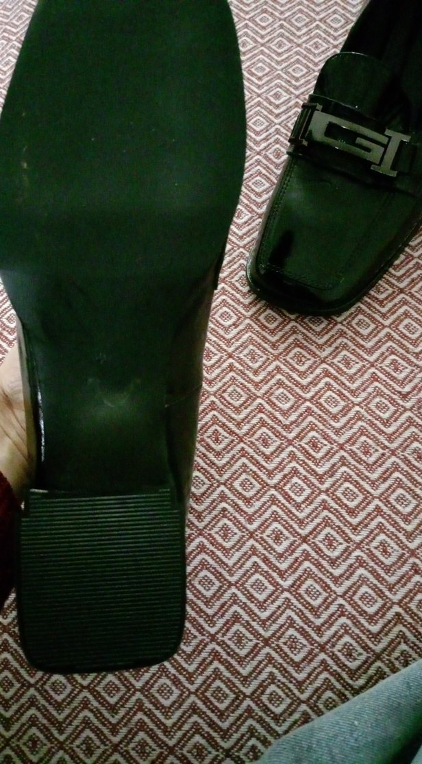 Siyah Parlak Yılan Desenli Tokalı Klasik Kadın Ayakkabı, deri - Görsel 3