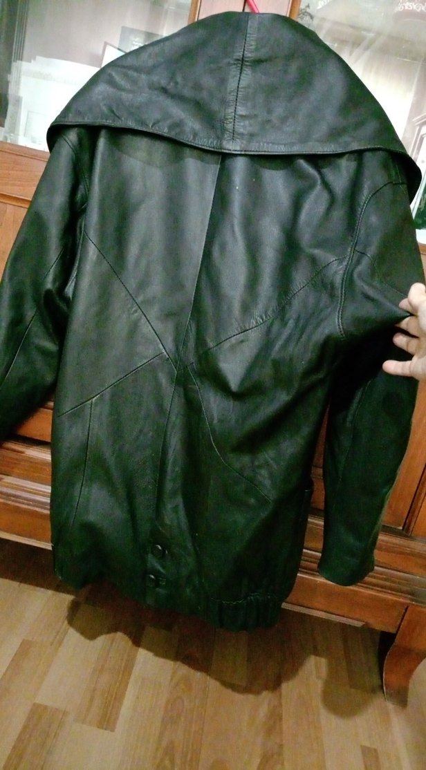 Düğmeli Siyah Deri Uzun Kadın Ceket - Görsel 3