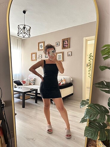 Siyah streç elbise ( koton )