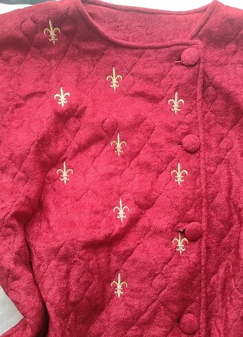 l Beden kırmızı Renk kaplan detaylı vintage ceket 
