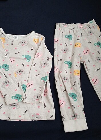 24-36 Ay Beden gri Renk Kız çocuk pijama takımı