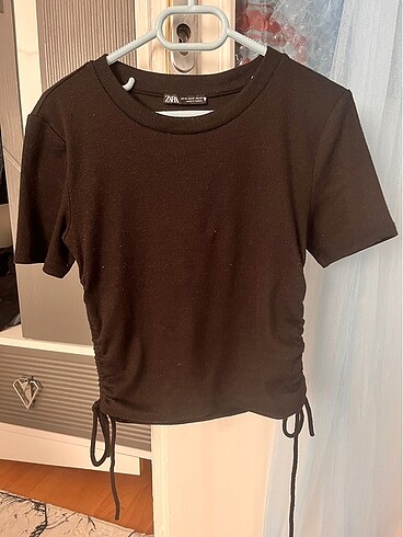 Zara fitilli büzgülü crop
