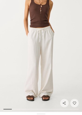 Stradivarius Dökümlü Keten Kadın Pantolon-Petite boy