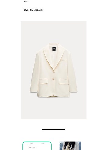 Zara Ekru Oversize Blazer Ceket