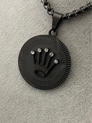 Rolex taş detaylı çelik kolye - Görsel 2