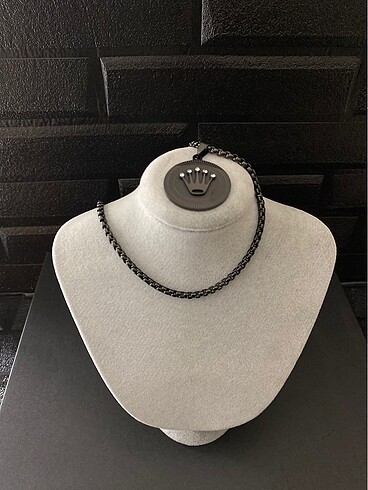 Rolex taş detaylı çelik kolye - Görsel 7