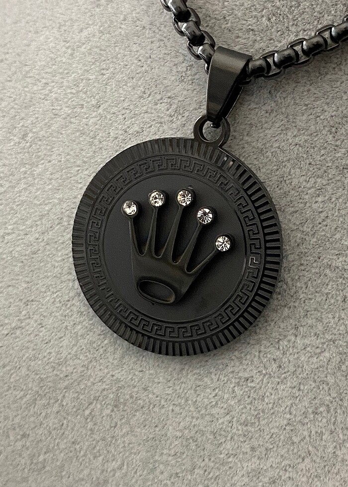 Rolex taş detaylı çelik kolye - Görsel 2