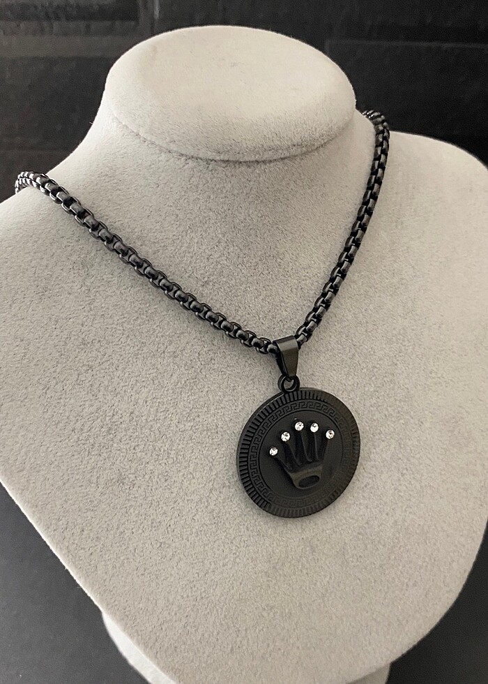 Rolex taş detaylı çelik kolye - Görsel 3