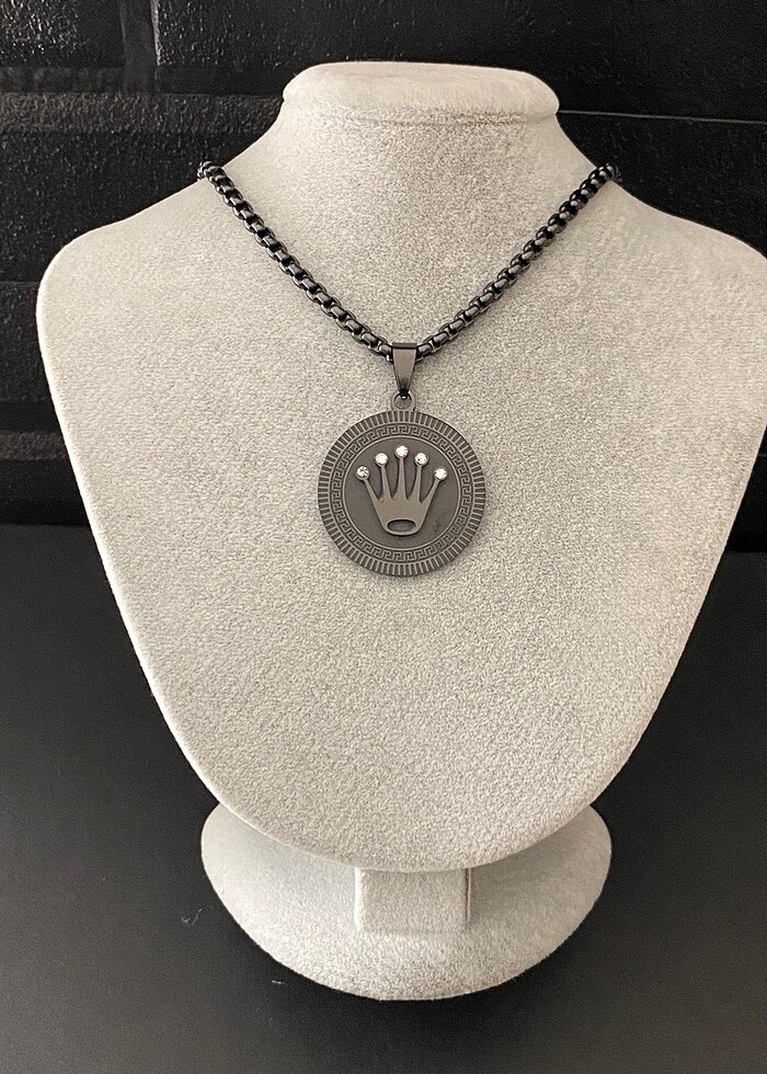 Rolex taş detaylı çelik kolye - Görsel 4