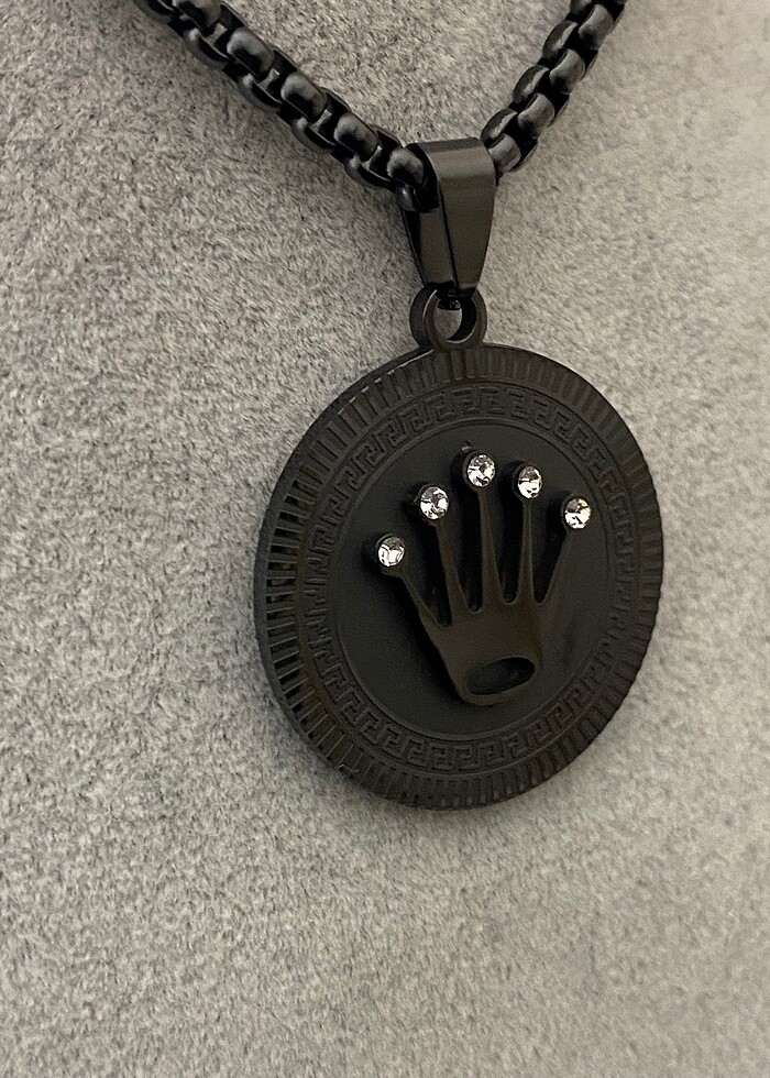 Rolex taş detaylı çelik kolye - Görsel 5