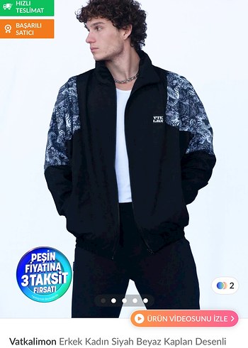 Unisex Siyah Fermuarlı Streetwear Yağmurluk Ceket - Görsel 2