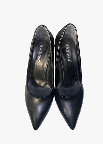 Siyah Deri Stiletto Topuklu Kadın Ayakkabı - Görsel 3
