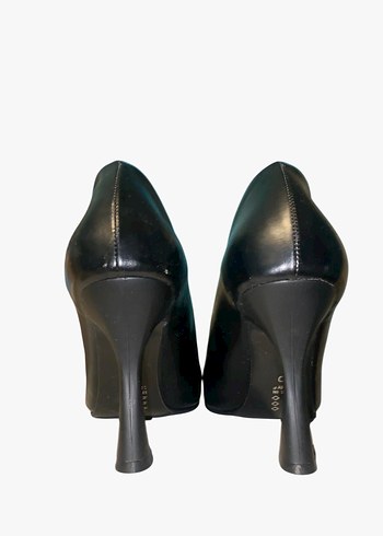 Siyah Deri Stiletto Topuklu Kadın Ayakkabı - Görsel 2