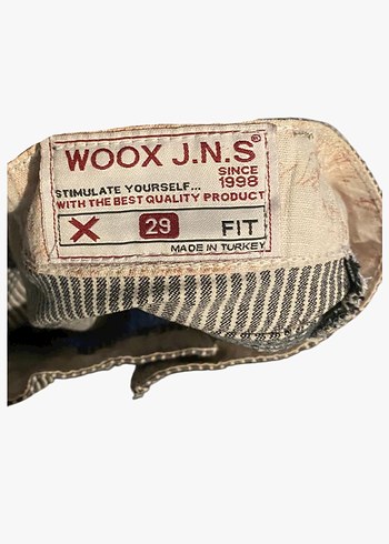 Düğmeli Çizgili Bej Mini Kot Şort - Görsel 2