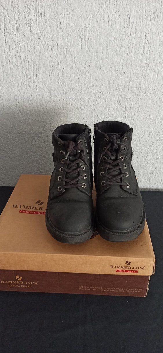 Hammer Jack Unisex Siyah Hakiki Deri Bot - Görsel 2